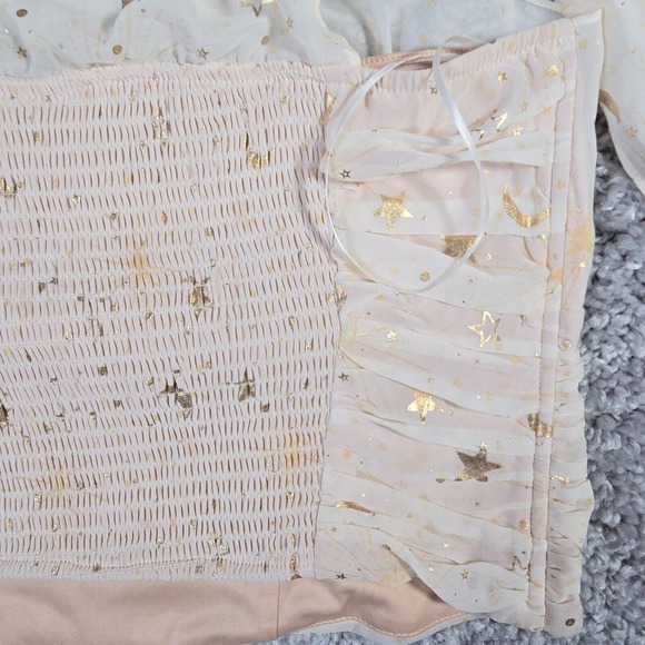 Torrid Shirt Womens Large Cream Chiffon One Shoulder Crop Top Star Moon Clusters - Picture 12 of 15